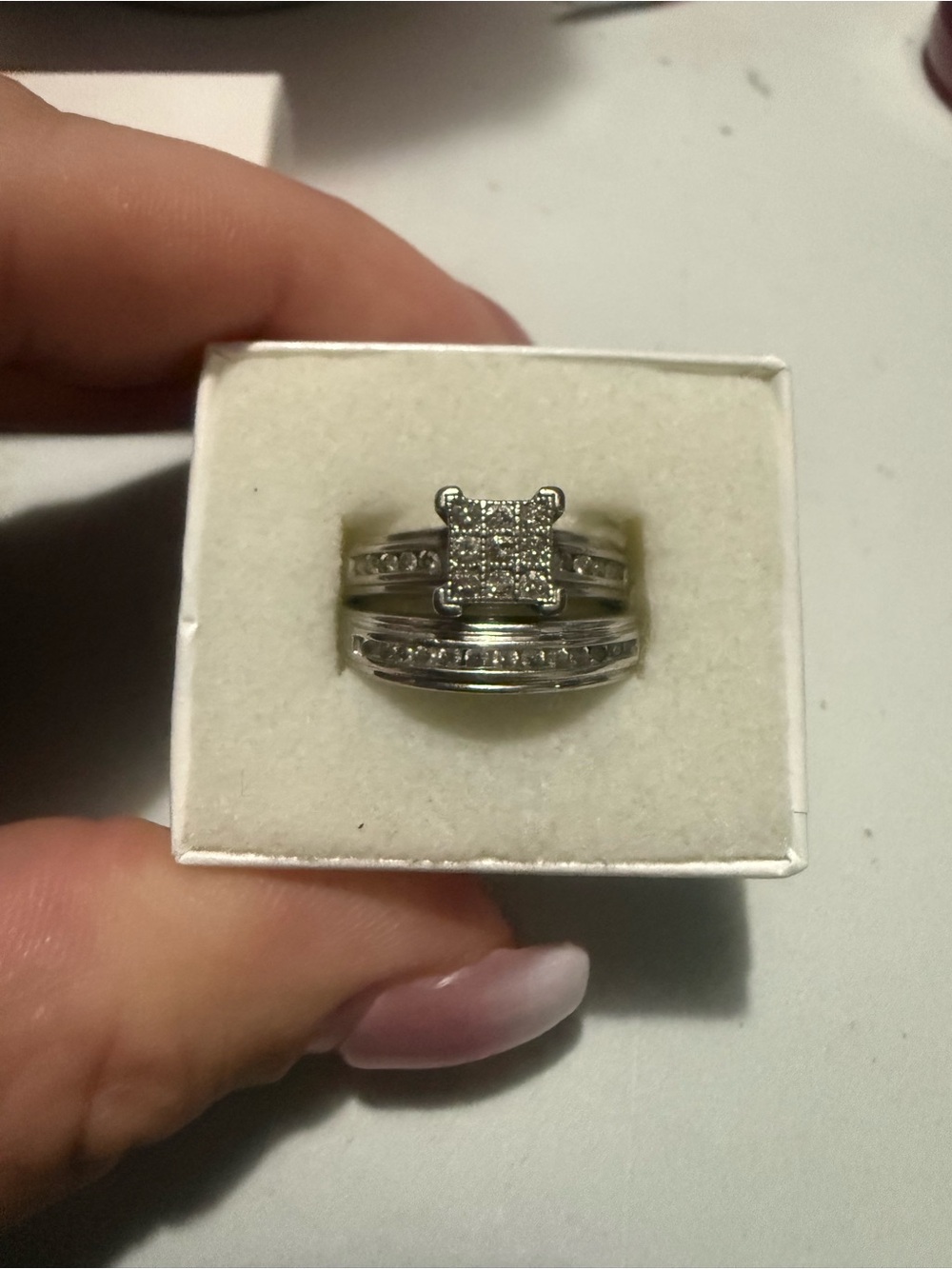 jcpenney Silver-Tone Square Halo Bridal Ring Set with Pave Stones